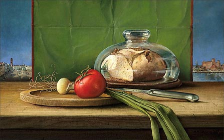 Wismarian Still Life with Tomato, 2007, Oil and Egg Tempera on Canvas on Panel, 0.36 x 0.57 m